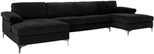 Load image into Gallery viewer, Large Velvet Fabric U-Shape Sectional Sofa, Black - EK CHIC HOME