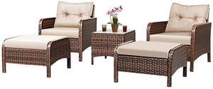Wicker Furniture Set 5 Pieces - Outdoor All Weather - EK CHIC HOME