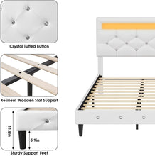 Load image into Gallery viewer, Modern Upholstered Platform Bed Frame with LED Headboard - EK CHIC HOME