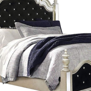 Crown Top Scalloped Design Queen Size Bed with Mirror Panel - EK CHIC HOME