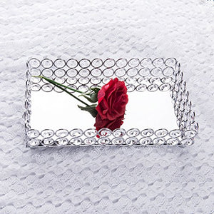 Crystal Mirrored Decorative Tray  (Silver) - EK CHIC HOME