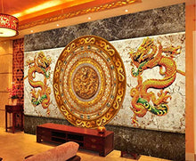 Load image into Gallery viewer, Wall Mural 3D Wallpaper Golden Dragon Disc Stone Stone Pattern Living Room - EK CHIC HOME