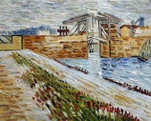 Van Gogh Langlois Bridge at Arles with Road Alongside the Canal with Regency Gold Frame - EK CHIC HOME