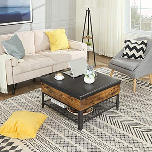 Ottoman Coffee Table, Square Cocktail Table With Storage Industrial Style - EK CHIC HOME