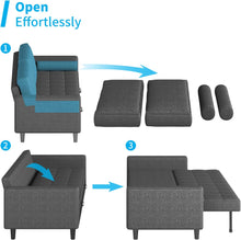 Load image into Gallery viewer, Convertible Futon Sofa Bed, 83“ W Sleeper Sofa Bed Couch with Spring Cushion - EK CHIC HOME
