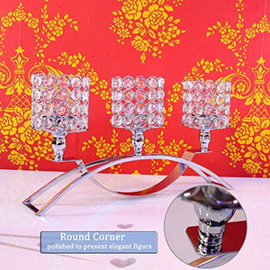 3 Arms Cylinder Ball Crystal Candle Holders/Candellabra for  Celebration & Home Decoration (Silver) - EK CHIC HOME