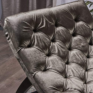 Garamond Tufted Velvet Chaise Lounge, Grey/Dark Brown - EK CHIC HOME