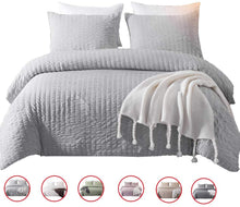 Load image into Gallery viewer, Solid King Duvet Cover Set Gray Washed Cotton Bedding Set 3 Pieces - EK CHIC HOME