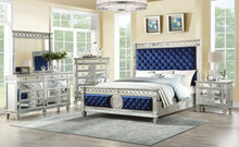 Load image into Gallery viewer, Queen Bed - - Blue Velvet &amp; Mirrored - EK CHIC HOME