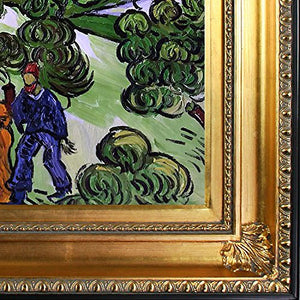 Landscape with Couple Walking and Crescent Moon Artwork by Van Gogh with Regency Gold Frame - EK CHIC HOME