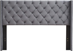 Velvet Queen Size Platform Bed Wooden Bed Frame with Upholstered Headboard - EK CHIC HOME