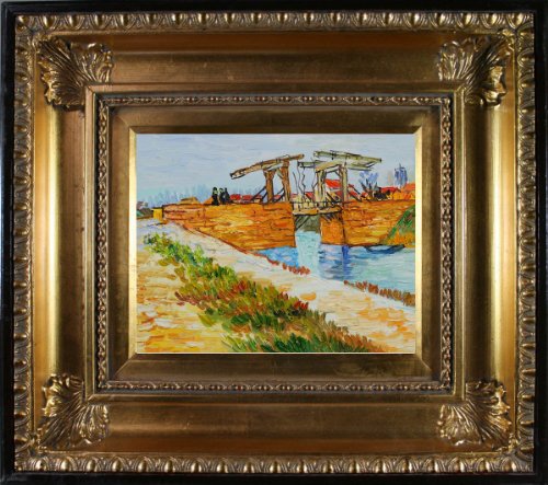 Van Gogh Langlois Bridge at Arles with Road Alongside the Canal with Regency Gold Frame - EK CHIC HOME