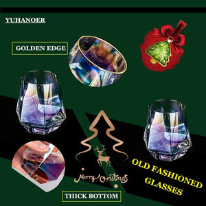 Stemless Wine Glass Diamond Whiskey Glasses Set Of 4 - EK CHIC HOME