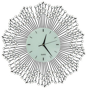White Glass Lines Dial Handmade Metal Clock - EK CHIC HOME