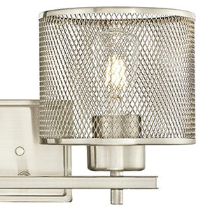 Two-Light Indoor Wall Fixture, Brushed Nickel Finish with Mesh Shades - EK CHIC HOME