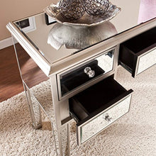 Load image into Gallery viewer, Mirage Mirrored Media Console Table, Matte Silver Finish with Crystal Knobs - EK CHIC HOME