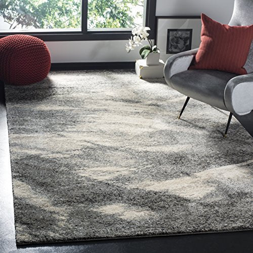 Retro Collection Modern Abstract Grey and Ivory Area Rug - EK CHIC HOME