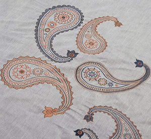 Naomi 7-Piece Navy Orange Paisley Floral Embroidery Comforter Bedding Set - EK CHIC HOME