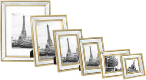 8x10 Gold Mirror Bead Picture Frame - Classic Mirrored Frame - EK CHIC HOME