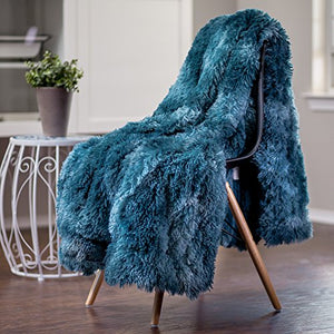 Fur Sherpa Throw Blanket | Color Variation Marble Print  (50" x 65") - EK CHIC HOME