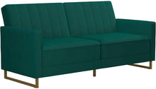 Load image into Gallery viewer, Modern Sofa Bed and Couch, Green Velvet Futon - EK CHIC HOME