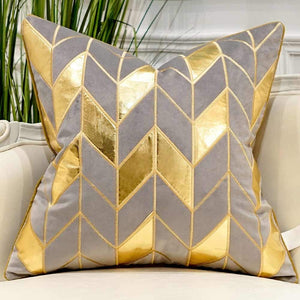 Navy Blue Gold Striped Cushion Cases Luxury European Throw Pillow Covers - EK CHIC HOME