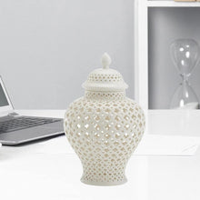 Load image into Gallery viewer, Ceramic Ginger Jar with Lid Decorative Flower Vase Display Jars White - EK CHIC HOME