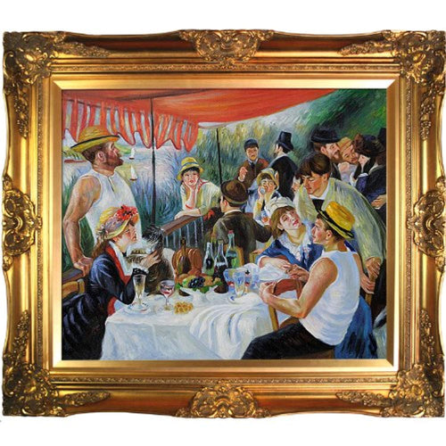 Pierre Auguste Renoir Luncheon of the Boating Party 20-Inch by 24-Inch Framed Oil on Canvas - EK CHIC HOME