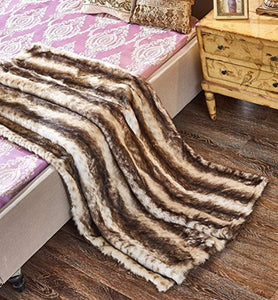 Faux Fur Throw, Fur Blankets Super Soft  60"x70 - EK CHIC HOME