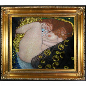 Danae Metallic Embellished Artwork By Gustav Klimt With Regency Gold Frame - EK CHIC HOME