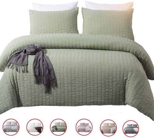 Solid King Duvet Cover Set Gray Washed Cotton Bedding Set 3 Pieces - EK CHIC HOME