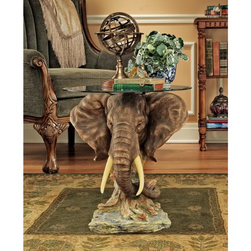 Trophy Elephant Glass-Topped Table - EK CHIC HOME