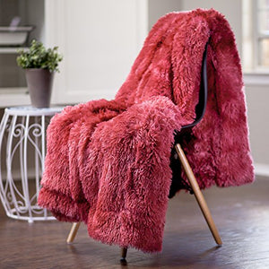 Fur Sherpa Throw Blanket Super Soft Shaggy Fuzzy Fluffy Elegant -50" x 65" - EK CHIC HOME