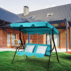 3 Seater Canopy Swing Glider Hammock Garden Backyard Porch Cushioned Steel Frame Swing - EK CHIC HOME