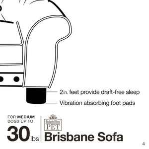 Pet Brisbane Tufted Sofa Dog Bed, Medium, 33"x21"12", Brown - EK CHIC HOME