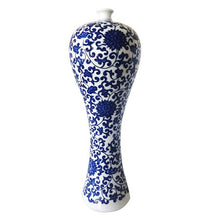 Load image into Gallery viewer, Classic Blue and White Porcelain Floral Decorative Vase - EK CHIC HOME