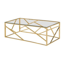 Load image into Gallery viewer, Glass Top Angled Gold Frame Coffee Table - EK CHIC HOME