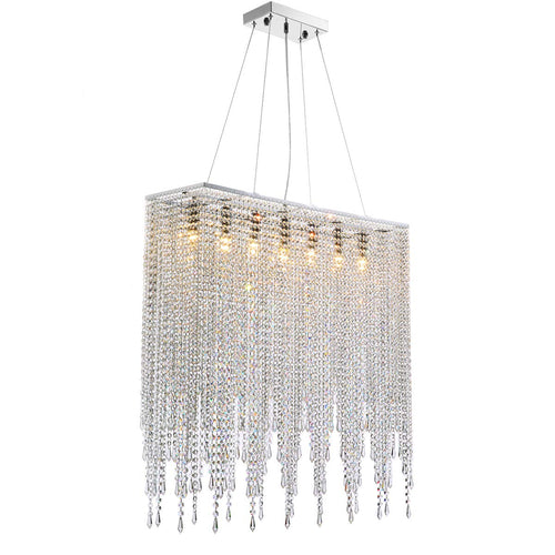 Modern Rectangle Island Crystal Chandelier Pendant Lamp Light Fixture 7 Lights - EK CHIC HOME