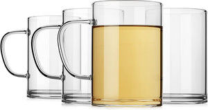 Glass Coffee Mugs Set of 4,Large Wide Mouth - EK CHIC HOME