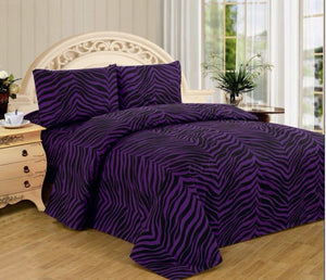 4 Piece Zebra Super Soft Executive Collection 1500 Series Bed Sheet Set - EK CHIC HOME