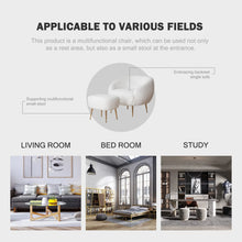 Load image into Gallery viewer, Accent Chair, White Accent Chair with Ottoman/Gold Legs - EK CHIC HOME