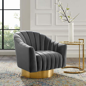 Channel Tufted Performance Velvet Accent Swivel Chair - EK CHIC HOME