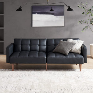 Futon Convertible Sofa Sleeper with Arms Split Back Design 77.5" - EK CHIC HOME