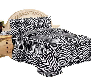 4 Piece Zebra Super Soft Executive Collection 1500 Series Bed Sheet Set - EK CHIC HOME