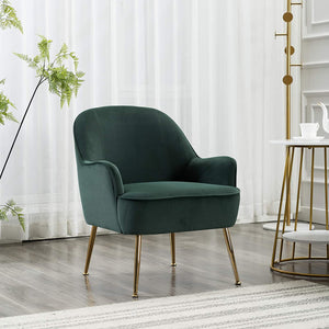 Velvet Accent Chair, Comfy Tufted Upholstered Armchair with Petal Back - EK CHIC HOME