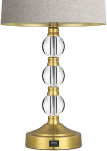USB Table Lamps Set of 2 Accent Antique Brass - EK CHIC HOME