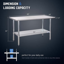 Load image into Gallery viewer, Commercial Kitchen Prep &amp; Work Table with Undershelf and Galvanized Legs - EK CHIC HOME