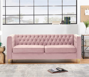 Chesterfield Sofa Couch, Mid Century Modern Button Tufted Velvet Sofa - EK CHIC HOME