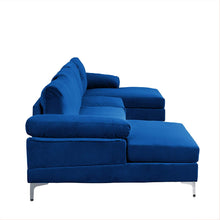 Load image into Gallery viewer, Large Velvet Fabric U-Shape Sectional Sofa, Double Extra Wide Chaise - EK CHIC HOME