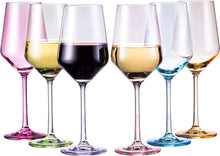 Load image into Gallery viewer, Colored Wine Glass Set, Large 12 oz Glasses Set of 6, Unique Italian Style - EK CHIC HOME